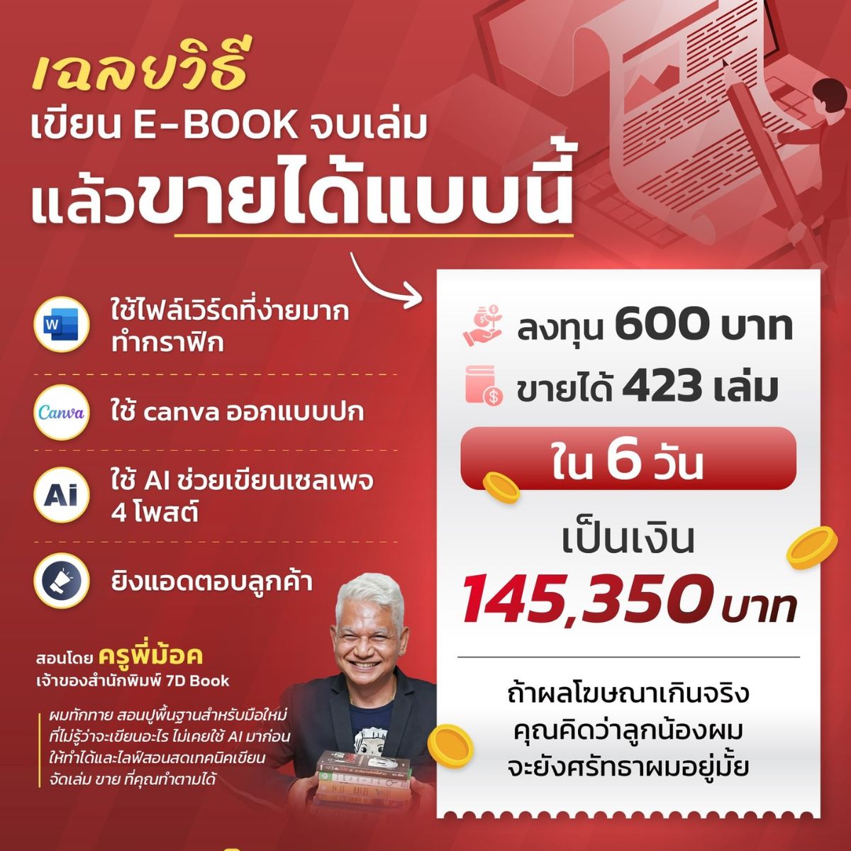 เฉลยวิธีเขียนเเละขาย E-book ให้ทะลุเเสนใน 6 วัน
